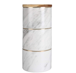 Bocaux de rangement pour aliments en marbre au design moderne, 3 pièces, pour café, thé, <span class=keywords><strong>sucre</strong></span>, avec couvercle hermétique en bambou - Product Image 4