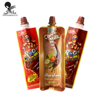 Sachet d'eau d'injection liquide en forme de gros 3 sacs scellés sur le côté pochette à bec pour sauce au chocolat