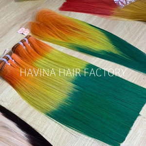 Perruque et mèches de cheveux humains vietnamiens en gros, brun avec reflets blonds, couleur piano, cheveux lisses, fournisseur d'usine - Product Image 4
