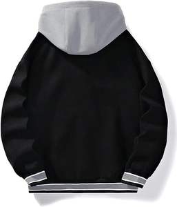 Custom High Quality Men Varsity <b>Jacket</b> Hooded Letterman Baseball <b>Jacket</b> OEM Fashion Streetwear <b>Patchwork</b> Bomber <b>Jacket</b> With Hood - Product Image 3