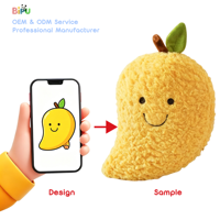 Coussin en peluche doux en forme de mangue, personnalisé en usine, en coton PP, oreiller créatif en forme de fruit rembourré, fabricant OEM
