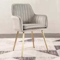 Vente en gros d'accoudoir moderne en velours chaises de salle à manger colorées avec pieds en métal doré pour salle à manger et restaurant