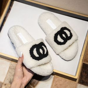 Designer <strong>Wool</strong> Plush Women's <strong>Slippers</strong> for Women Open-toe Versatile Anti-slip Sandals Soft Furry Warm Indoor Outdoor <strong>Slippers</strong> - Product Image 2