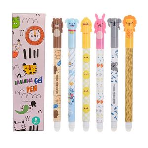 Paquete de 6 Bolígrafos de Gel Borrables con Diseño de Animales de Dibujos Animados, para Oficina y Estudiantes, Tinta Azul y Negra de 0.5 mm, Longitud de 15 cm - Product Image 1