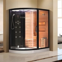 Kompor Sauna Kayu Solid Listrik Tradisional Finlandia untuk Rumah, Sauna Kering Dalam Ruangan dengan Kombinasi Shower Uap Batu