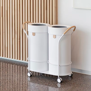 Outdoor Cylindrical Metal Dust <b>Bin</b> with Removable Inner Bucket Minimalist Standing Waste <b>Bin</b> for Parks and <b>Gardens</b> - Product Image 5