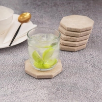 Dessous de verre octogonal beige en travertin café boissons pour table à manger Dessous de verre personnalisé pour bar