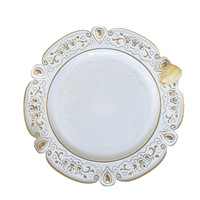 Assiettes de présentation réutilisables en plastique imitation antique, argent, blanc, rose, vert, pour mariage, fête, dîner, table, 13 pouces, bord fleuri