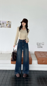 <span class=keywords><strong>Jeans</strong></span> <span class=keywords><strong>in</strong></span> denim elasticizzato a <span class=keywords><strong>vita</strong></span> alta, a gamba larga, blu scuro, lavato, resistente allo sbiadimento, casual, per donna taglie forti, per tutte le stagioni, ad asciugatura rapida - Product Image 4