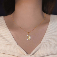 Collier populaire en gros personnalisé avec pendentif religieux plaqué or 18 carats, statue de la Vierge Marie de Guadalupe