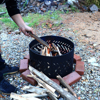 Brasero rond en métal portable pour le camping en plein air, pour jardin, feu de joie, fête, chauffage extérieur avec fonction de combustion du bois
