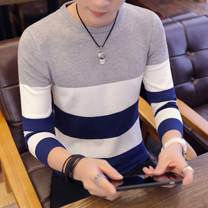 Alta calidad Otoño e Invierno moda tendencia versión coreana <span class=keywords><strong>Slim</strong></span> <span class=keywords><strong>Fit</strong></span> <span class=keywords><strong>cuello</strong></span> redondo hombres suéter de punto - Product Image 4