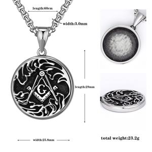 Collar Masónico de Estilo Vintage para Hombre, Colgante Grande Plateado con la Letra G, Joyería de Acero Inoxidable con Amuleto Masónico - Product Image 4