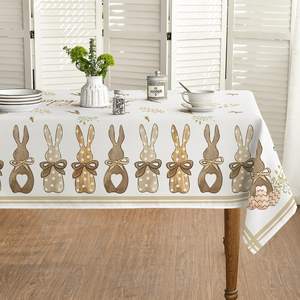 <span class=keywords><strong>Mantel</strong></span> de Pascua de 60x84 pulgadas, cubierta de mesa de conejito a cuadros de búfalo de flores de primavera para decoración del hogar y comedor - Product Image 3