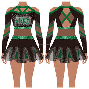 最新人気チアリーディング制服ラインストーン長袖プロデザインチームウェアセクシーチアリーダー衣装 - Product Image 3