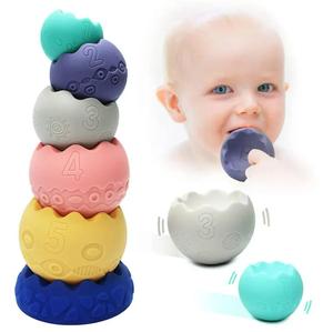 Cao su mềm vỏ trứng hình số khối xây dựng cho trẻ sơ sinh và trẻ mới biết đi nhận thức và Đồ chơi giáo dục làm bằng vinyl - Product Image 1