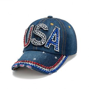 New 6-Panel Denim <b>Baseball</b> <b>Cap</b> USA Cotton Fashion Versatile Outdoor Leisure Shade Sun Protection Moist Sequins Rivet Decoration - Product Image 5