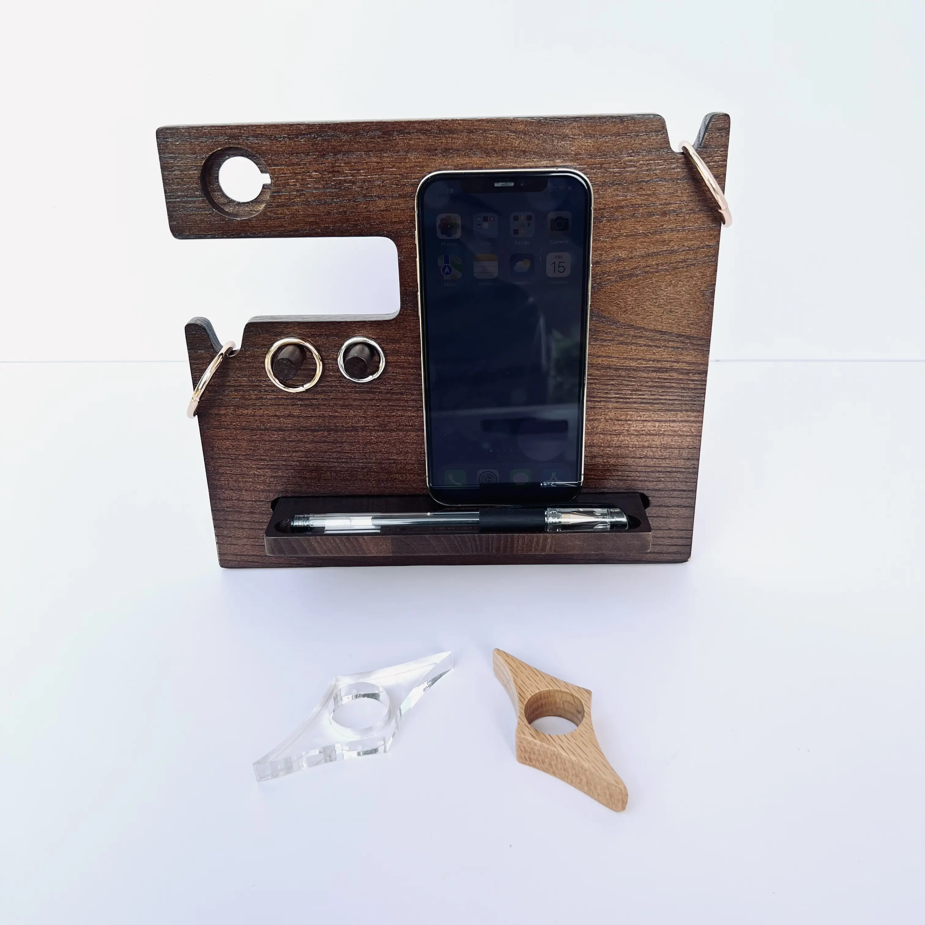 Boîte de rangement en bois personnalisée pour commode de téléphone et table de nuit, organisateur de caddie avec receveur et Station de charge