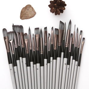 Ensemble de 24 pinceaux en nylon pour peinture à l'huile, gouache et <span class=keywords><strong>aquarelle</strong></span>, avec étui en toile, best-seller transfrontalier, vente directe usine Chine, manche en <span class=keywords><strong>bois</strong></span> - Product Image 2