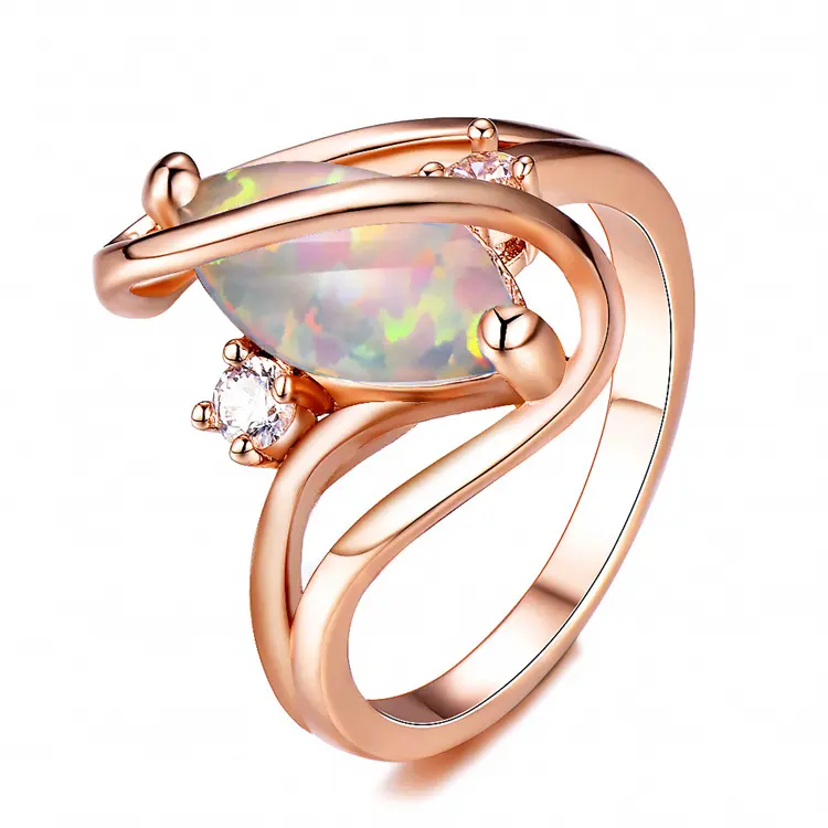 Moda ovale a forma di S anello moda donna oro rosa opale anello personalità anello creativo gioielli all'ingrosso
