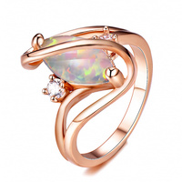 Mode ovale bague en forme de S dames de mode bague opale en or rose personnalité bague créative bijoux en gros