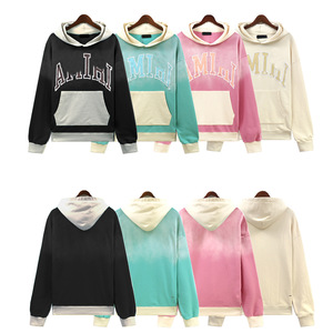 Sudadera lavada Estilo universitario Parche de letras Vintage Old Fashion Color <span class=keywords><strong>Clash</strong></span> Design Sudadera con capucha informal para hombre - Product Image 1