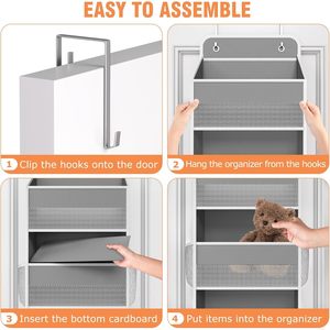 Organizador para colgar sobre la puerta, 10 compartimentos, almacenamiento colgante gris para dormitorio, baño, productos para bebés - Product Image 3