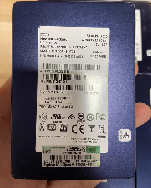 Enterprise Grade Solid State Drive HPE 240GB U.2 NVMe PCIe High-speed Read Suitable for DL380 Gen10 System Boot Disk