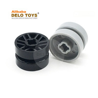 DELO TOYS Briques de construction en vrac MOC, Roue 14mm D. X 9.9mm avec rainure centrale, Faux boulons et 6 doubles rayons (N°11208)