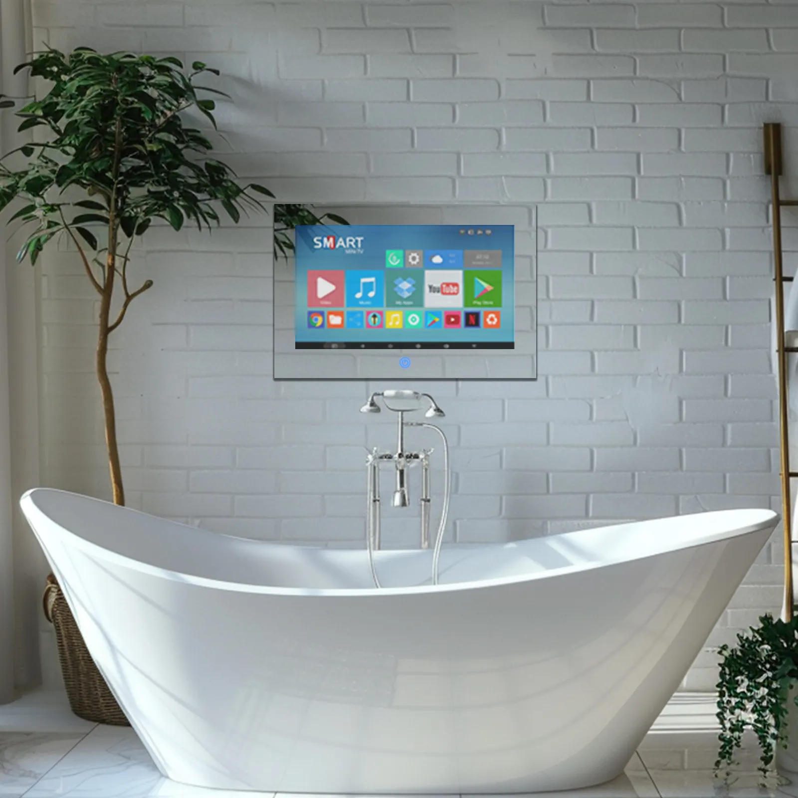 Smart baño espejo TV, 22 pulgadas Espejo TV pantalla táctil HDTV impermeable para uso en interiores y exteriores, HD Smart