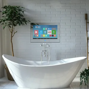 تلفاز ذكي بمرآة للحمام، تلفاز بمرآة بشاشة لمس 22 بوصة، تلفاز عالي الوضوح مضاد للماء للاستخدام داخل المنزل وخارجه، تلفاز ذكي عالي الوضوح