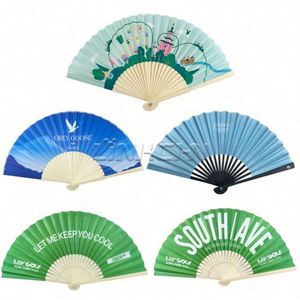 Abanicos Plegables de Bambú y Seda Estilo Amor Nupcial con Patrón de Arte Folclórico y Diseño Floral Pintado y Tallado, Abanicos Decorativos de Papel Hechos a Mano - Product Image 3