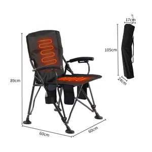 Adjustable Folding Lawn Chair Portable Winter Outdoor Heated Camping Chair With Bag
