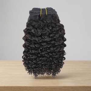 Extensions de cheveux naturels à clipser, ondulation profonde, cheveux Remy, pointes pleines, double trame, noir, 34 pouces - Product Image 1