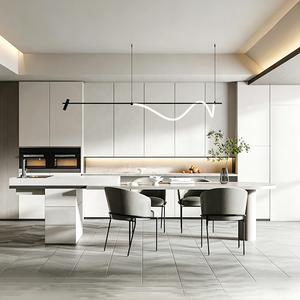 Ensemble d'armoires de cuisine modernes sur mesure, basiques et murales, avec <span class=keywords><strong>charnières</strong></span> à fermeture amortie, étanches, pour le rangement de cuisine à domicile et en appartement - Product Image 2