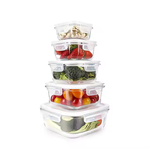 150ml 320ml <span class=keywords><strong>500ml</strong></span> 800ml 1150mlスクエアガラスランチボックスセット耐久性のある食品容器透明ガラス弁当箱食事準備保管用 - Product Image 6