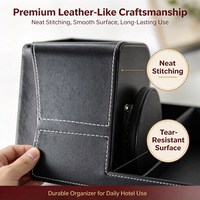 Porte-télécommande en cuir PU avec logo personnalisé |   360 °   Boîte de rangement de bureau multi-compartiments à base rotative pour hôtel, salon