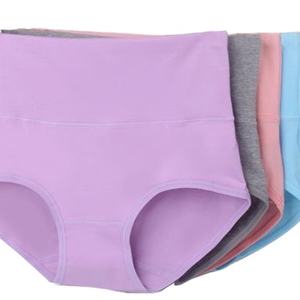 Bragas de algodón sin costuras para mujer, ropa interior de cintura alta, caderas, Color sólido, talla grande, <span class=keywords><strong>2020</strong></span> - Product Image 2