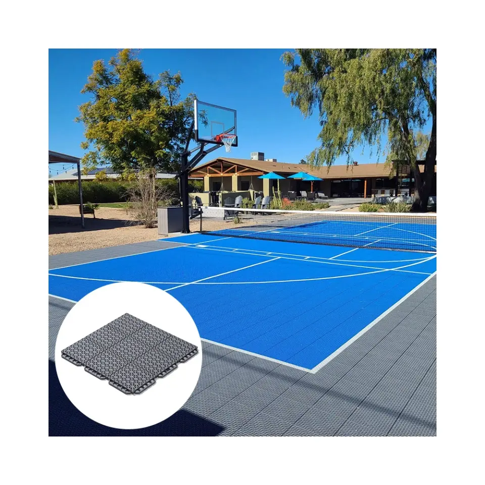 バスケットボールテニスのパデルと遊び場の表面のための耐久性のある万能インターロッキングスポーツタイル耐候性フローリング