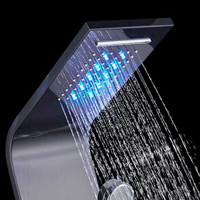 Panneau de douche thermostatique LED avec jets de pluie et cascade pour salle de bain