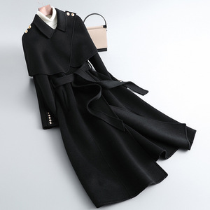 नई फ्रेंच शाल बरसती डबल चेहरे कश्मीरी कोट महिलाओं लंबे ऊनी कोट - Product Image 3