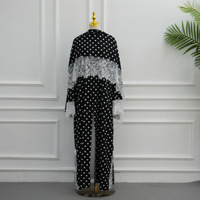 Abaya Hafizah en dentelle à pois noirs et blancs, robe musulmane de Dubaï, vente en gros, kaftan à bordure cils, Ramadan Aïd 2026, fournisseur d'usine