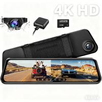 Kamera dasbor batasan ganda, kamera depan dan belakang baru, perekam mengemudi HD dengan aplikasi GPS mirrororing layar CarPlay