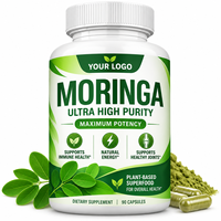 Kapsul Daun Moringa Imunitas Energi Antioksidan OEM ODM Grosir Label Pribadi Vegan Pasokan Massal Kapsul Moringa 1200mg