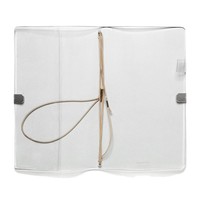 Protège-cahier de voyage A6 personnalisé en vinyle transparent, rechargeable, avec élastiques et poche latérale pour journalisation