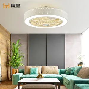 Сменный светодиодный светильник диаметром 50/60 см, сверхтихий потолочный вентилятор для спальни с дистанционным управлением