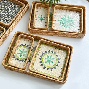 Plateau rectangulaire empilable en rotin du Vietnam, plateau <span class=keywords><strong>à</strong></span> fruits, luxe léger, rangement pour la maison/salle <span class=keywords><strong>à</strong></span> manger - Product Image 1