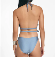 Maillot de bain une pièce femme Repreve, coupe basse, à découpes avec boucle, couleur unie brillante, bretelles réglables, coupe ajustée, vente en gros et personnalisation