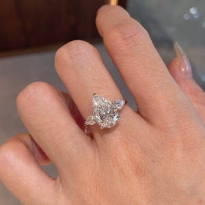 แหวนหมั้นเพชรทรงลูกแพร์ Aazuo Luxury ทองคำขาว 18K แท้ รับรองโดย IGI น้ำหนัก 3.0ct-6.0ct เพชรเพาะเลี้ยงสำหรับงานแต่งงานของผู้หญิง - Product Image 6