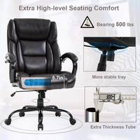 Chaise de bureau ergonomique pivotante avec accoudoirs, siège large, capacité 500 lb, massage, réglable, pour bureau, travail, direction, directionnelle